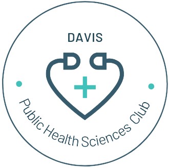 Circle with stethoscope in the middle and blue cross with the text "Davis Public Health Sciences Club" also in the circle 